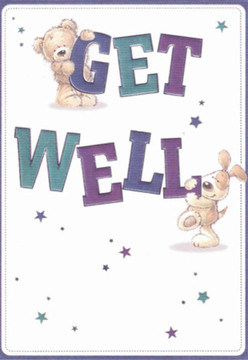 There's a gentle, uplifting spirit within this get well card, perfectly suited to the welcoming neighbourhoods of Enfield Town. The design centres around two adorable companions: a teddy bear, whose fluffy coat and bright expression invite a sense of safety, hugging the top of the cheerful word 'GET.' Below, a spirited puppy nestles close to the sturdy letters forming 'WELL,' their affectionate postures echoing the genuine support we see every day among neighbours at Enfield Town market or in the quiet corners of Bush Hill Park. The lively, rounded font is shaded in smooth gradients of purple and peacock teal, further animated by bursts of starry accents-each one like a wish cast for brighter tomorrows. The card's clear, white background mirrors the clean freshness found in the shopfronts of historic Enfield Town, suggesting peace and clarity during times of recovery. Carefully drawn, the scene exudes hopefulness and heartfelt care-qualities we strive to bring to every bouquet prepared at Flowers Enfield Town, each arrangement intended to brighten and encourage loved ones near and far.
